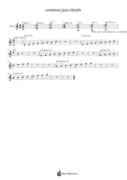 common jazz chords Sheet Music by Daniel Mosovich-Arr.Toddgail