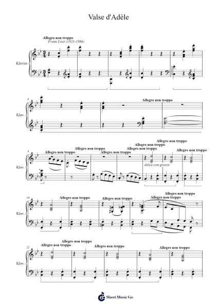 Valse d'Adèle Sheet Music by Franz Liszt-Arr.Quinliet