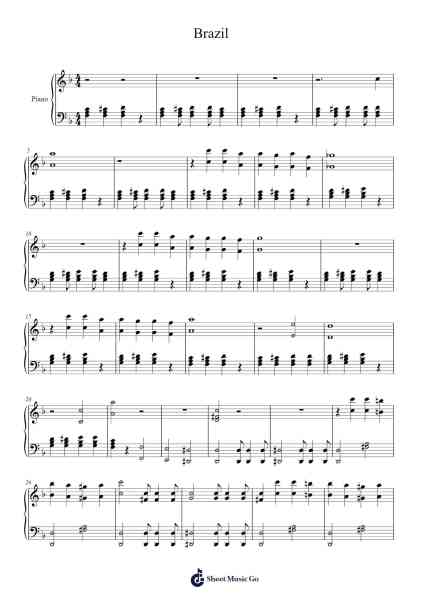 Brazil Sheet Music by Ary Barroso-Arr.Yorkkim