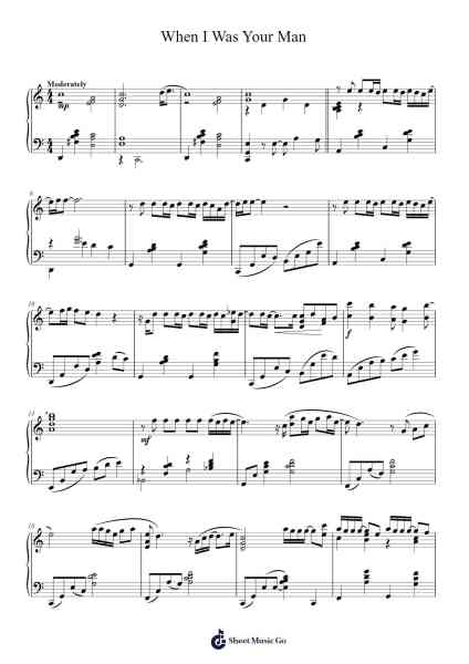When I Was Your Man Sheet Music by Bruno Mars-Arr.Trelyn