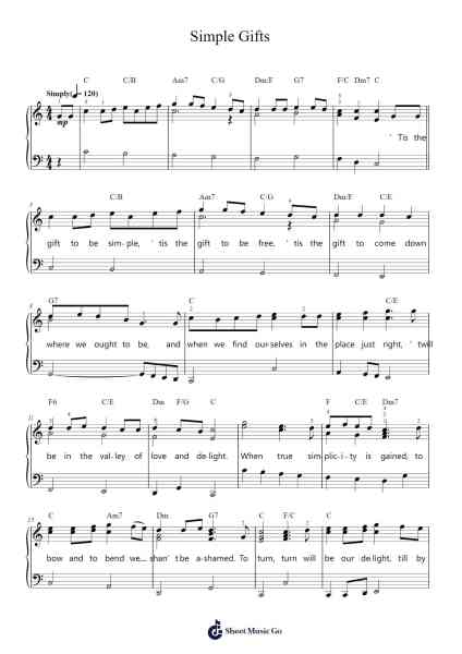 Simple Gifts Sheet Music by Aaron Copland-Arr.Bingpiers Georlance