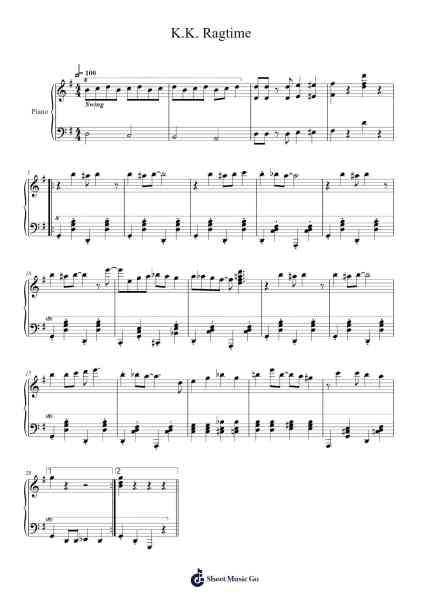 K.K. Ragtime Sheet Music by Kazumi Totaka-Arr.Buthouse Oisenny