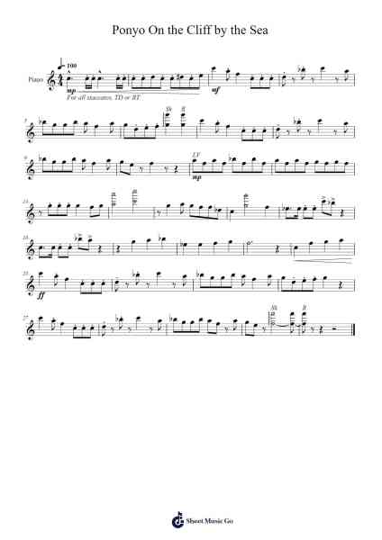 Ponyo On the Cliff by the Sea Sheet Music by Joe Hisaishi-Arr.Birdhearst