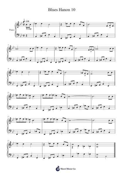 Blues Hanon 10 Sheet Music by Leo Alfassy-Arr.Blansid Pashaw