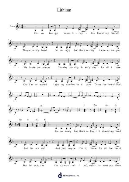 Lithium Sheet Music by Nirvana-Arr.Lamjane