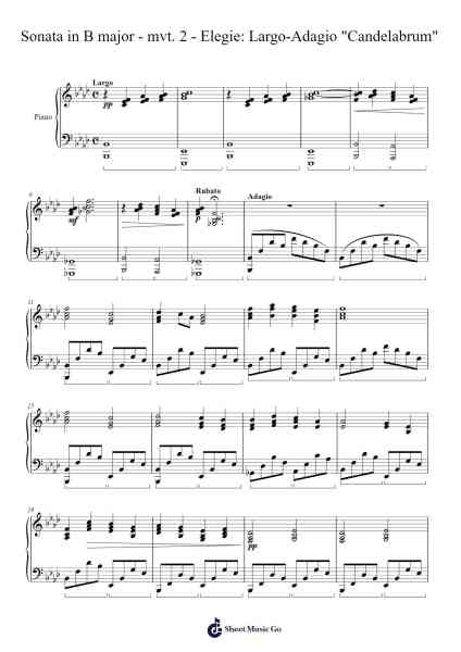 Sonata in B major - mvt. 2 - Elegie: Largo-Adagio "Candelabrum" Sheet Music by Mason Ma-Arr.Phoeser