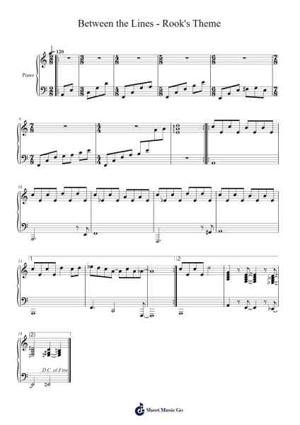 Between the Lines - Rook's Theme (Instrumental) Sheet Music by aivi & surasshu-Arr.Comnions Irlay