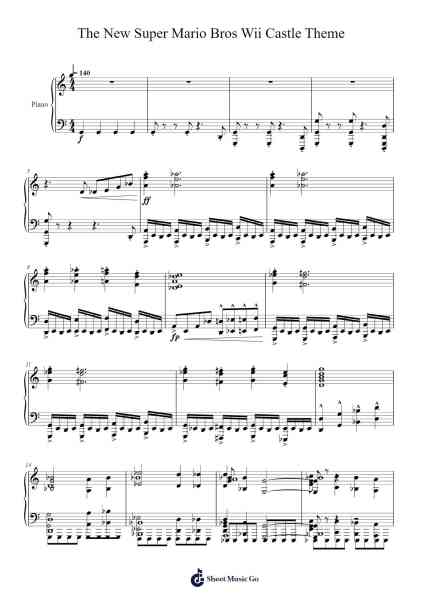 The New Super Mario Bros Wii Castle Theme Sheet Music by undefined-Arr.Lawwald