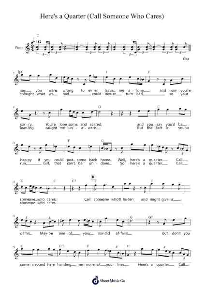 Here's a Quarter (Call Someone Who Cares) 樂譜由 Travis Tritt - 編曲 Lowell