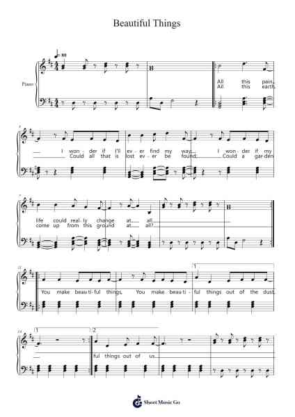 Beautiful Things Sheet Music by Mantha-Arr.Hilltim Moobright