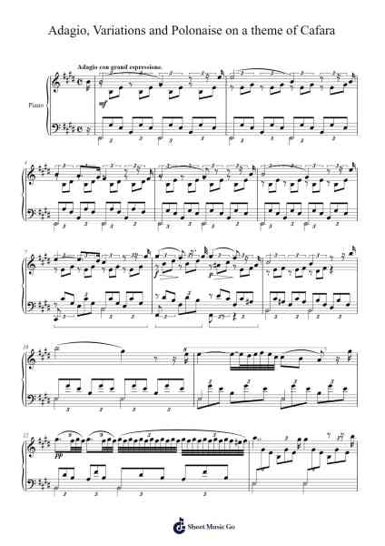 Op. 21 - Adagio, Variations and Polonaise on a theme of Cafara Sheet Music by Amédée Méreaux-Arr.Cherlian Zimreed