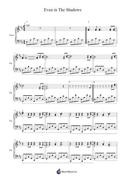 Even in The Shadows Sheet Music by Enya-Arr.Campgins