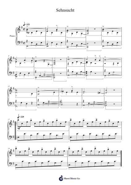 Sehnsucht Sheet Music by Broadker Robphael-Arr.Ukuk Behill