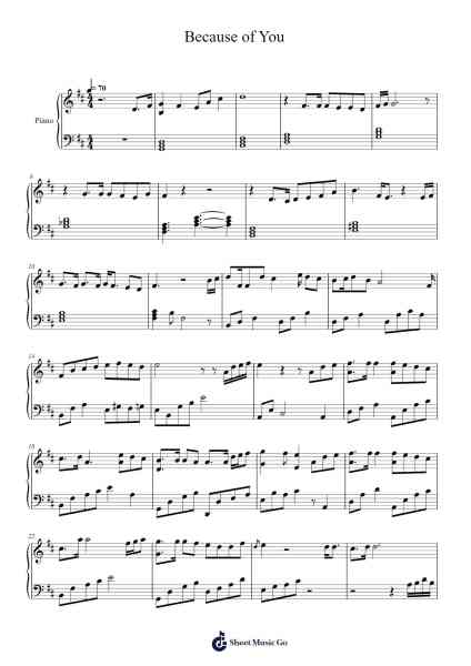 Because of You Sheet Music by D JLARA-Arr.Shellay