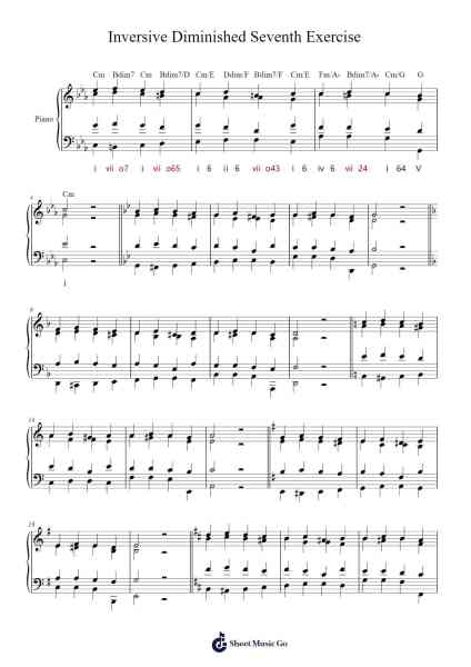 Inversive Diminished Seventh Exercise Sheet Music by -Arr.Dickbryce Biien