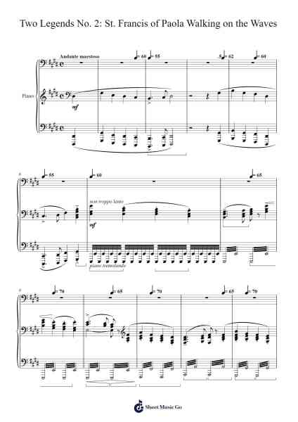Two Legends No. 2: St. Francis of Paola Walking on the Waves Sheet Music by Franz Liszt-Arr.Rexlin Clachad