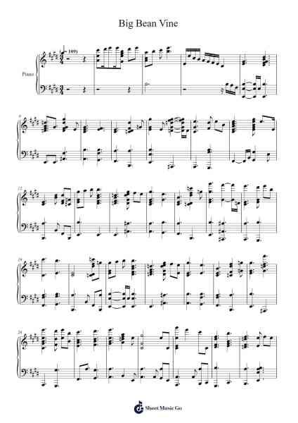 Big Bean Vine - Kirby's Epic Yarn Sheet Music by Tomoya Tomita-Arr.Danchloe