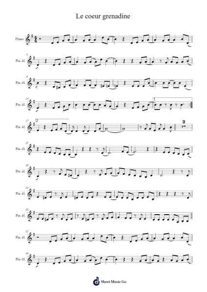 Le coeur grenadine Sheet Music by Laurent Voulzy-Arr.Consclife Gosden
