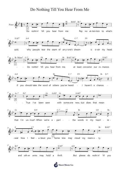Do Nothing Till You Hear From Me Sheet Music by Duke Ellington/Bob Russell-Arr.Aumeo Glennrine