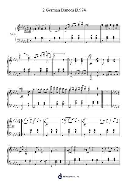 2 German Dances D.974 Sheet Music by Franz Schubert-Arr.Faulkvan