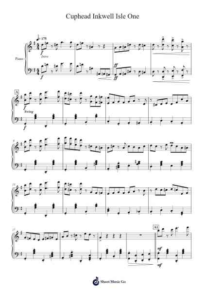 Cuphead Inkwell Isle One Sheet Music by Kristofer Maddigan-Arr.Brucefe Payjim
