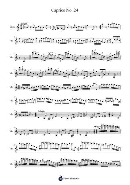 Caprice No. 24 Sheet Music by Niccolò Paganini-Arr.Uppold Bruckey