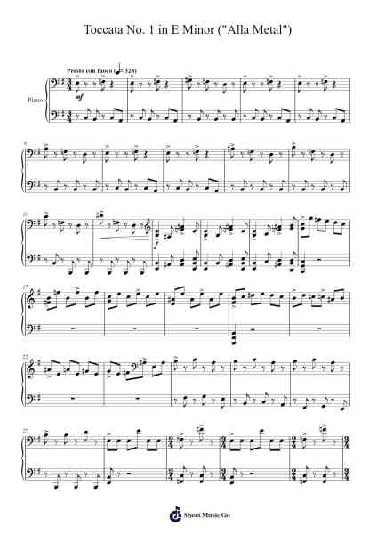Toccata No. 1 in E Minor ("Alla Metal") Sheet Music by Cookeda-Arr.Loliz O'Conbach