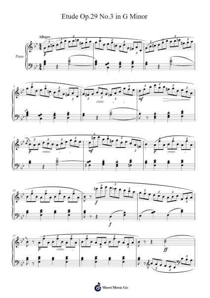 Etude Op. 29 No. 3 in G Minor Sheet Music by H. Bertini-Arr.Paydice