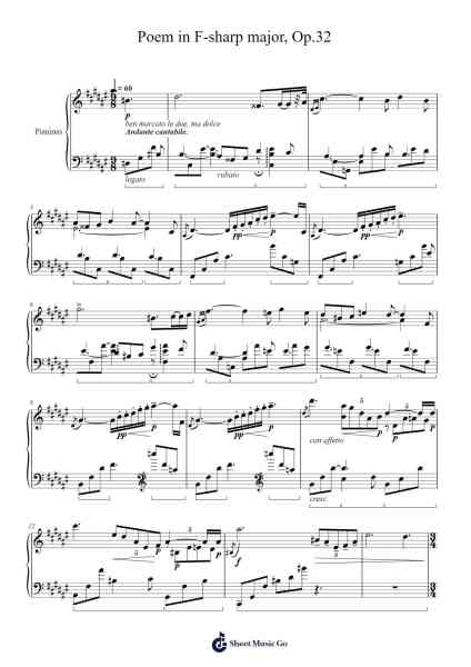Poem in F-sharp major, Op. 32 Sheet Music by Alexander Scriabin-Arr.Simpbrown