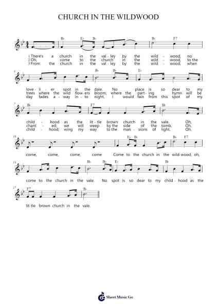 CHURCH IN THE WILDWOOD Sheet Music by Dr. William S Pitts-Arr.Rhysboyce