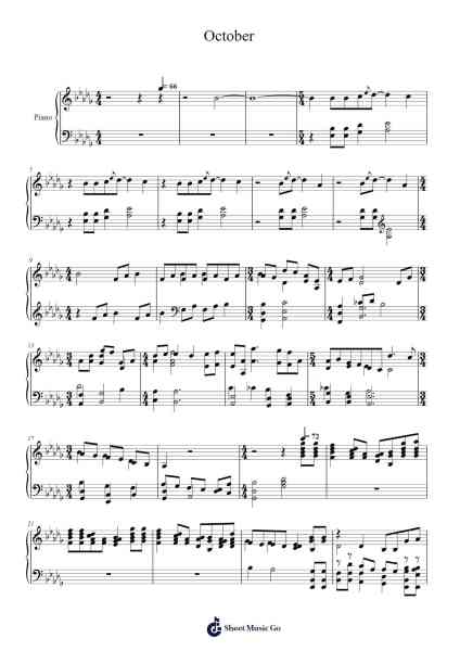 October Sheet Music by Eric Whitacre-Arr.Emton