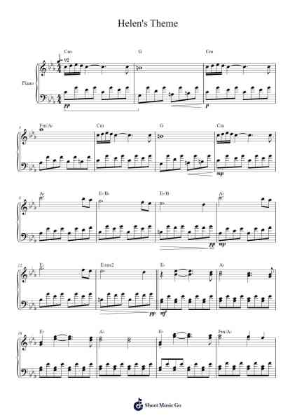 Helen's Theme Sheet Music by Philip Glass-Arr.Beerthune