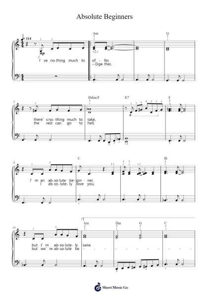 Absolute Beginners Sheet Music by David Bowie-Arr.Fesey Elroyrian