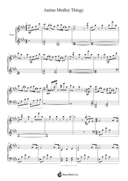 Anime Medley Thingy Sheet Music by undefined-Arr.Rayward
