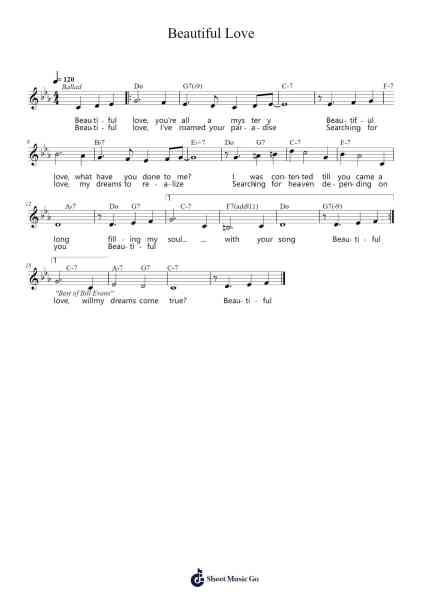 Beautiful Love Sheet Music by Victor Young-Arr.Phylpeg Bradning