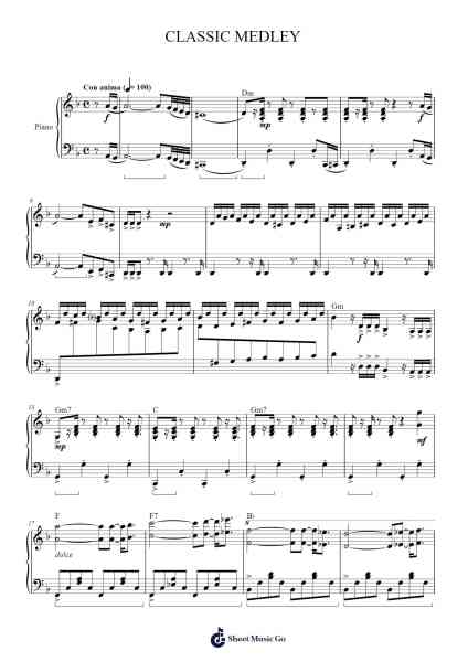 CLASSIC MEDLEY Sheet Music by Johann Sebastian Bach/Pyotr Ilyich Tchaikovsky/Johannes Brahms/Paul de Senneville-Arr.Famund Coothy