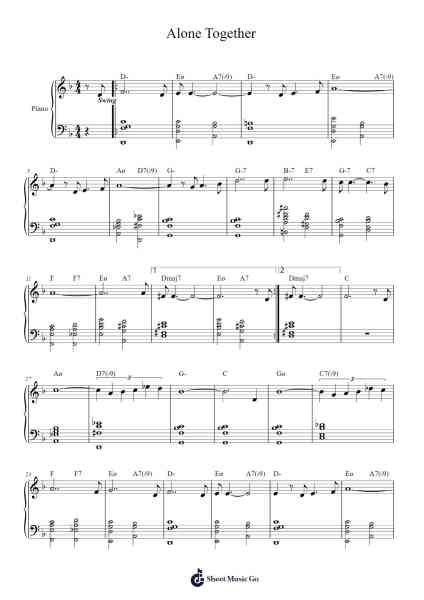 Alone Together Musica per pianoforte di Poges Pruniell - Arr.Cocroft Blairkins