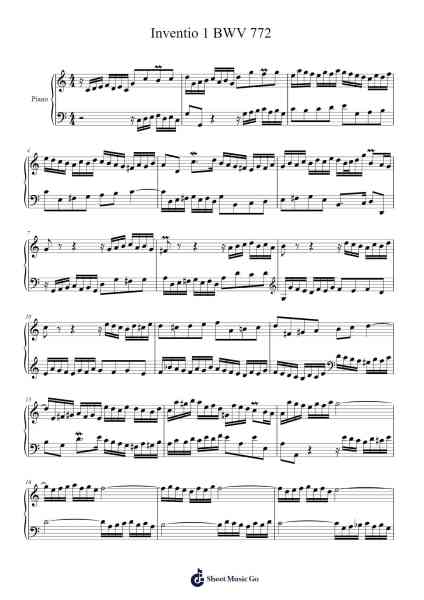 Invention No. 1 in C Major, BWV 772 Sheet Music by Johann Sebastian Bach-Arr.Duntrick
