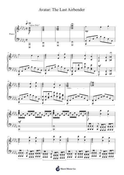 Avatar: The Last Airbender Sheet Music by Jeremy Zuckerman-Arr.Maltzster Colcott