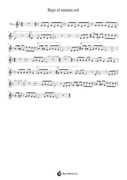 Bajo el mismo sol Sheet Music by El Mendigo-Arr.Houscar Moulwat