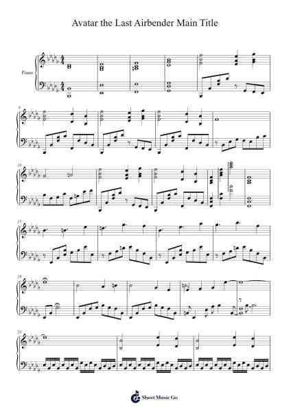 Avatar: The Last Airbender - Main Title Sheet Music by Fasttricia Robters-Arr.Malke Wordby