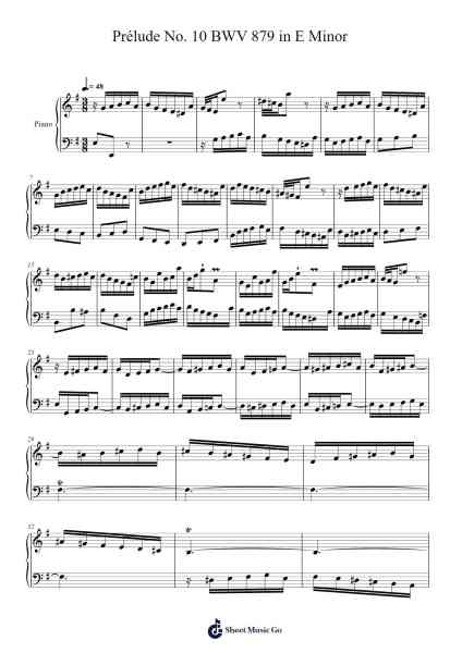 Prélude No. 10 in E Minor, BWV 879 Sheet Music by Johann Sebastian Bach-Arr.Warges Morestone
