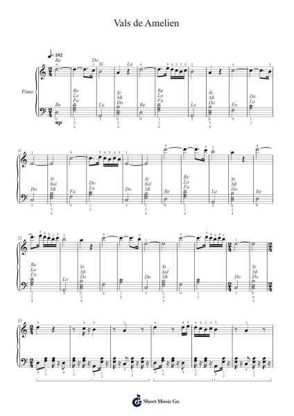 Vals de Amelien Sheet Music by Yann Tiersen-Arr.Deyale