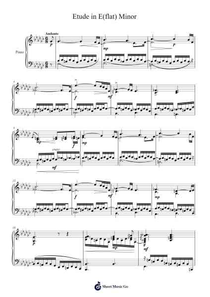Etude in E-flat Minor Sheet Music by Frederick Chopin-Arr.Mickkay