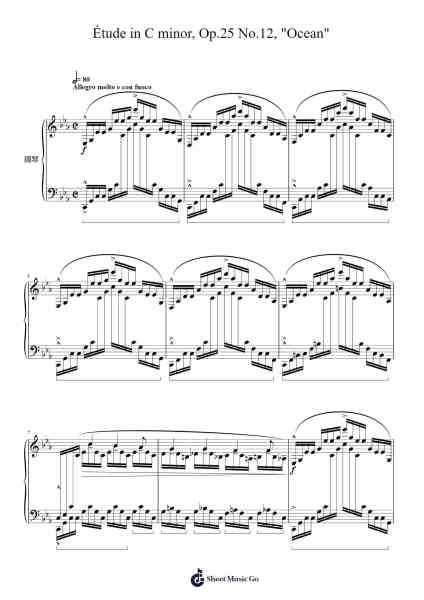 Étude in C minor, Op. 25 No. 12, "Ocean" Sheet Music by Frédéric Chopin-Arr.Quinncol