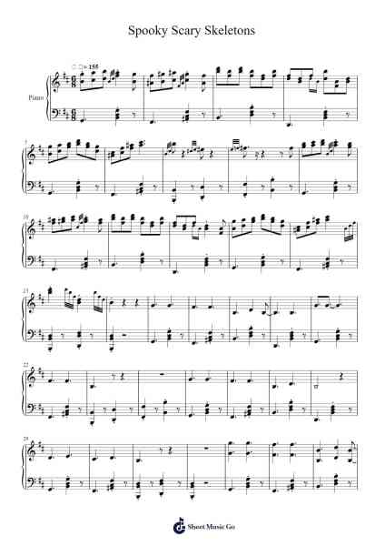 Spooky Scary Skeletons Sheet Music by Andrew Gold-Arr.Yulevieve