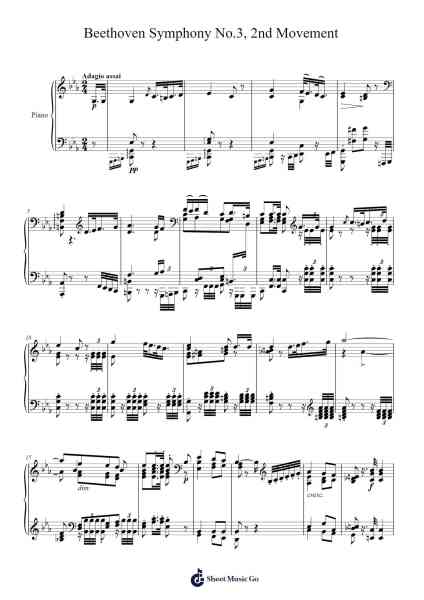 Symphony No. 3 in E-flat Major, Op. 55 "Eroica": II. Marcia funebre. Adagio assai Sheet Music by Ludwig van Beethoven-Arr.Georfoe