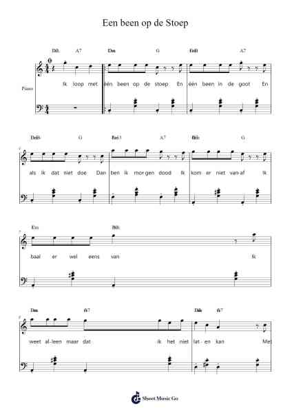Een been op de Stoep Sheet Music by Kinderen voor kinderen-Arr.Joeswift Mcyves