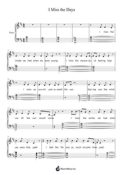 I Miss the Days Sheet Music by Emily Hughes-Arr.Emton