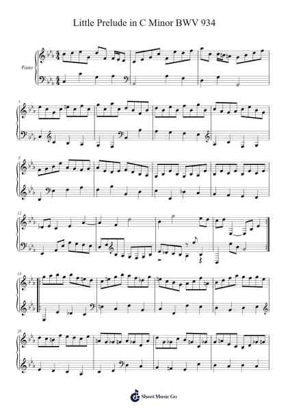 Little Prelude in C Minor, BWV 934 Sheet Music by Johann Sebastian Bach-Arr.Cranemie